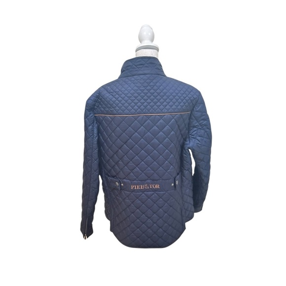 Piel de Toro Sevilla Quilted Utility barn Jacket Navy & Tan leather trim size xl - Picture 7 of 12